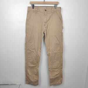 Carhartt Utility Work Pant Mens 33x34 Relaxed Fit Twill Workwear Khaki Tan